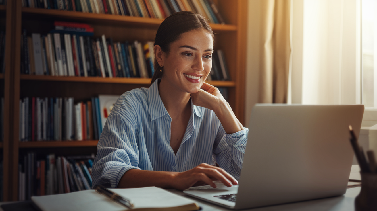 Spanish tutor teaching online from Spain with Mediterranean backdrop